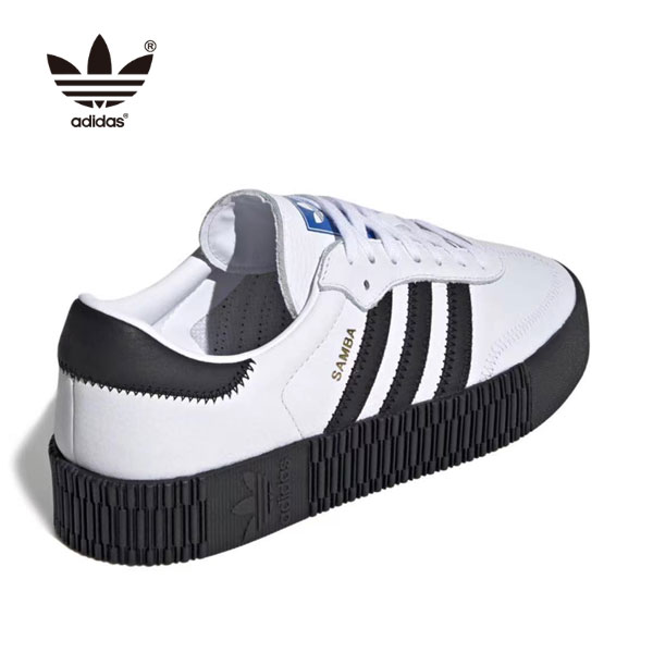 Adidas Originals Sambarose 復古女鞋皮質厚底板鞋休閒鞋 白色黑底 FV0767
