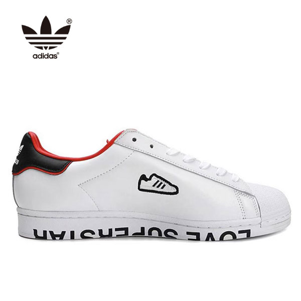 Adidas Superstar FW6384 三葉草情人節男女鞋 白黑紅 金標