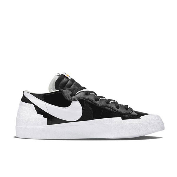 Nike Sacai Blazer Low黑白 “Black Patent Leather”漆皮 耐磨防滑 低幫解構鞋 男女同款
