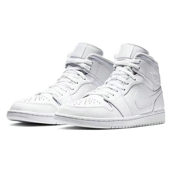 Nike Jordan 1 White 輕便舒適 中幫復古籃球鞋 純白 男女同款#好評熱銷#